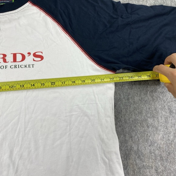 Lord's Cricket T-Shirt Men's Large Raglan Sleeve White Blue Classic Logo NWT - Picture 7 of 11